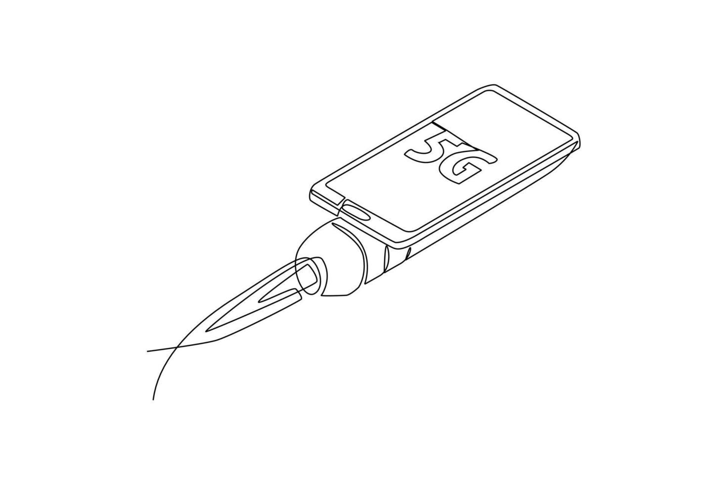 Single einer Linie Zeichnung 5g Smartphone. 5g Technologie Konzept. kontinuierlich Linie zeichnen Design Grafik Vektor Illustration.