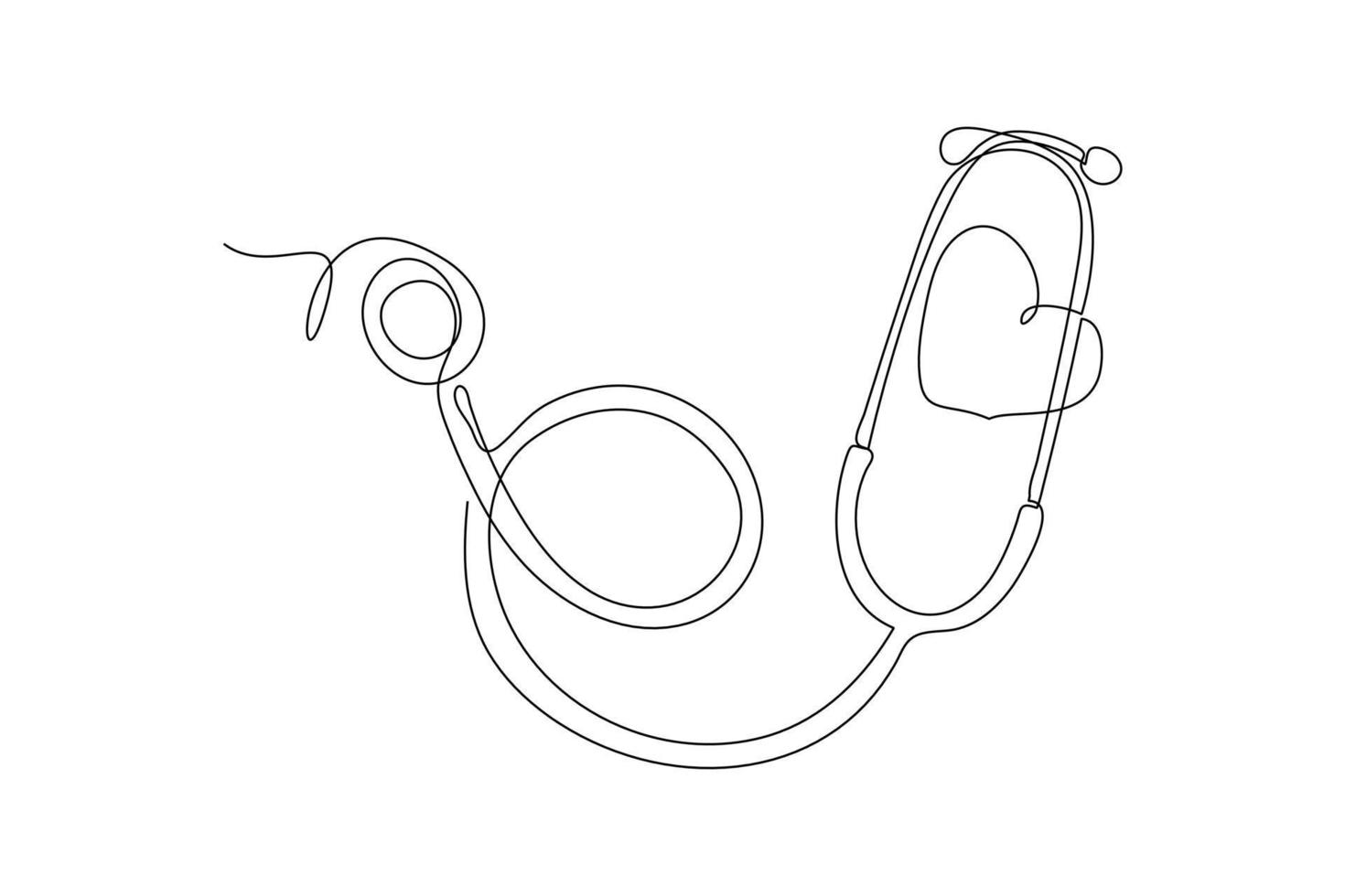 kontinuerlig ett linje teckning stetoskop och hjärta. värld hypertoni dag begrepp. enda linje dra design vektor grafisk illustration.