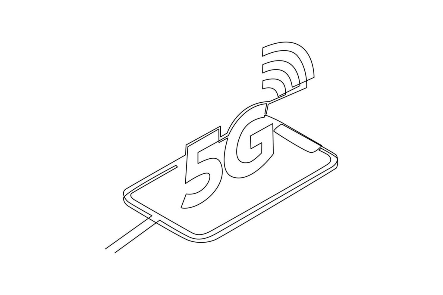 Single einer Linie Zeichnung 5g Smartphone. 5g Technologie Konzept. kontinuierlich Linie zeichnen Design Grafik Vektor Illustration.