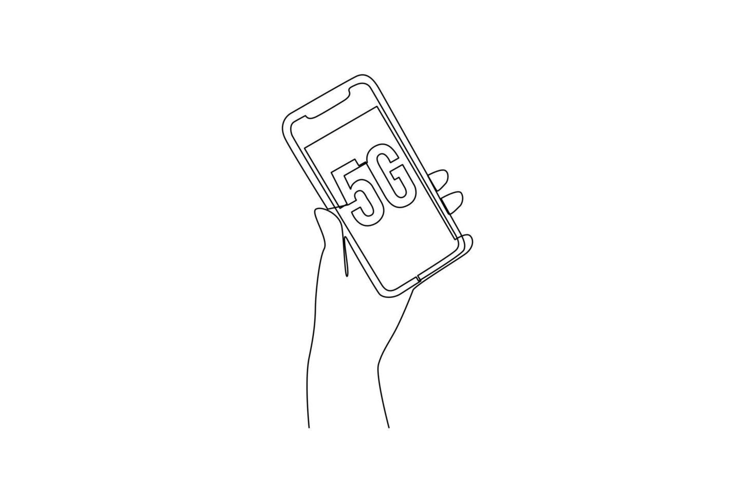 Single einer Linie Zeichnung 5g Smartphone. 5g Technologie Konzept. kontinuierlich Linie zeichnen Design Grafik Vektor Illustration.