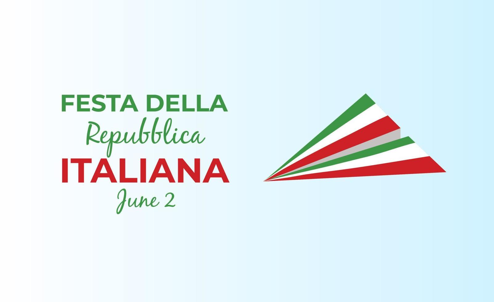 Italienisch Republik Tag, 2 .. Juni, festa della repubblica Italienisch, gebogen winken Band im Farben von das Italienisch National Flagge. Feier Hintergrund vektor