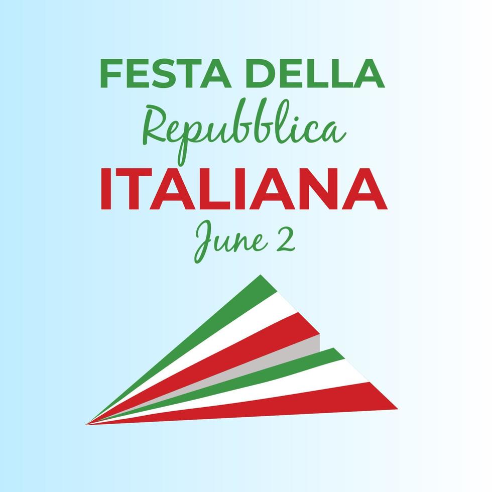 Italienisch Republik Tag, 2 .. Juni, festa della repubblica Italienisch, gebogen winken Band im Farben von das Italienisch National Flagge. Feier Hintergrund vektor