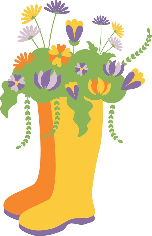 vår blommor i stövlar illustration vektor