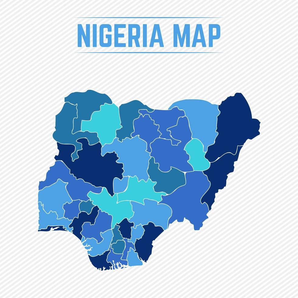 nigeria detaljerad karta med regioner vektor