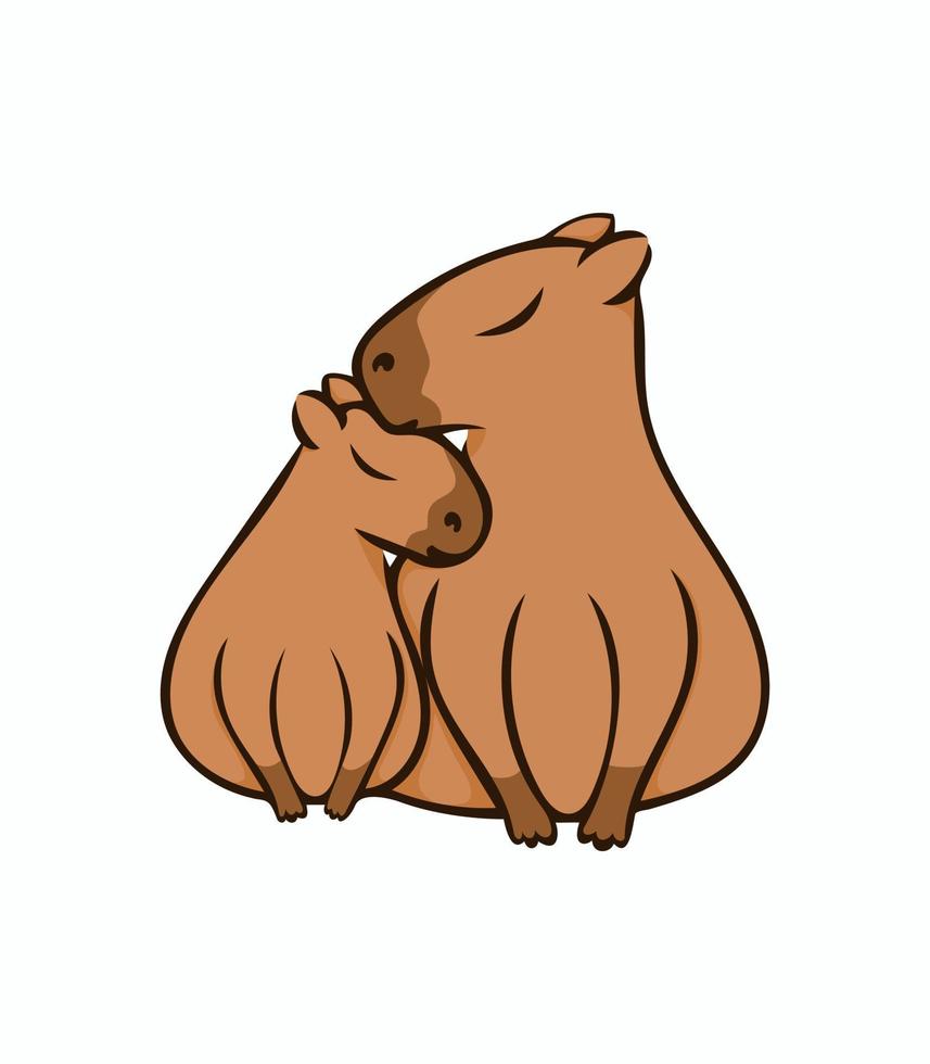 bezaubernd Paar von Wasserschweine. Vektor Illustration. Capybara Bild isoliert auf Weiß Hintergrund. einfach Design Element zum Dekoration