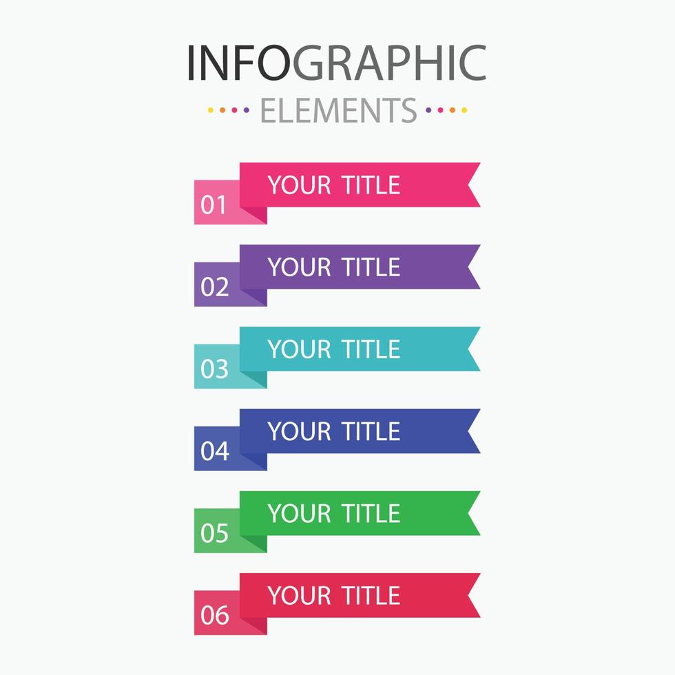 platt infographic element band stil mall färgrik med 6 färger isolerat på vit bakgrund. vektor