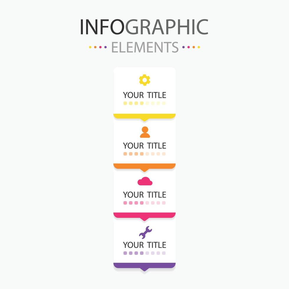 modern infographics design alternativ baner. fyrkant kula info element ner stil med 4 färger. vektor