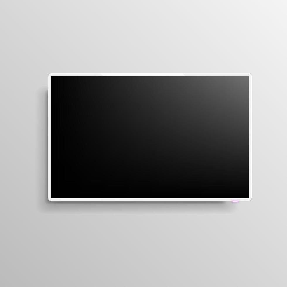 realistisch Weiß Fernseher Bildschirm. leer LED Monitor. 3d Computer. das Layout zum das Design. Plasma Panel Vorlage. lcd Anzeige. alle Elemente sind isoliert.eps 10. vektor