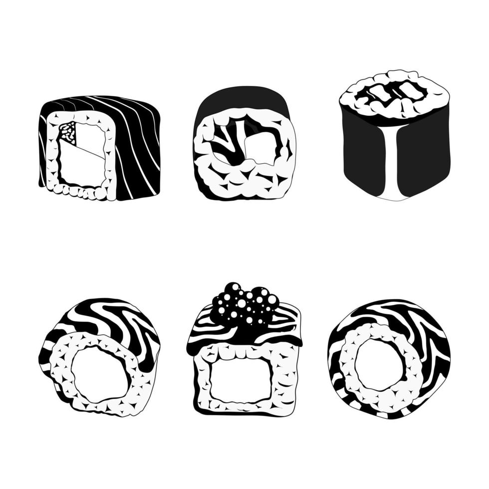 Sushi. Vektor illustration.set von Elemente auf ein Weiß Hintergrund