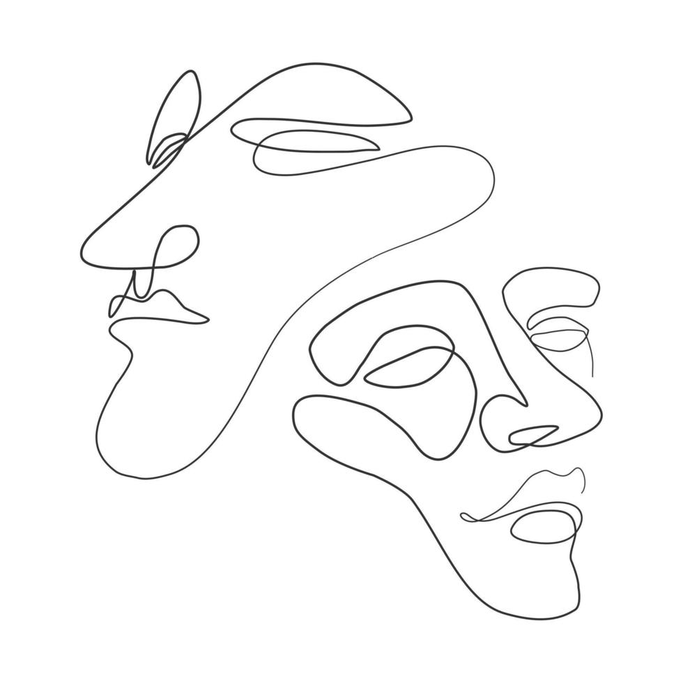 Vektor Illustration, einer Linie Gesicht. minimalistisch kontinuierlich linear skizzieren Frau Gesicht.