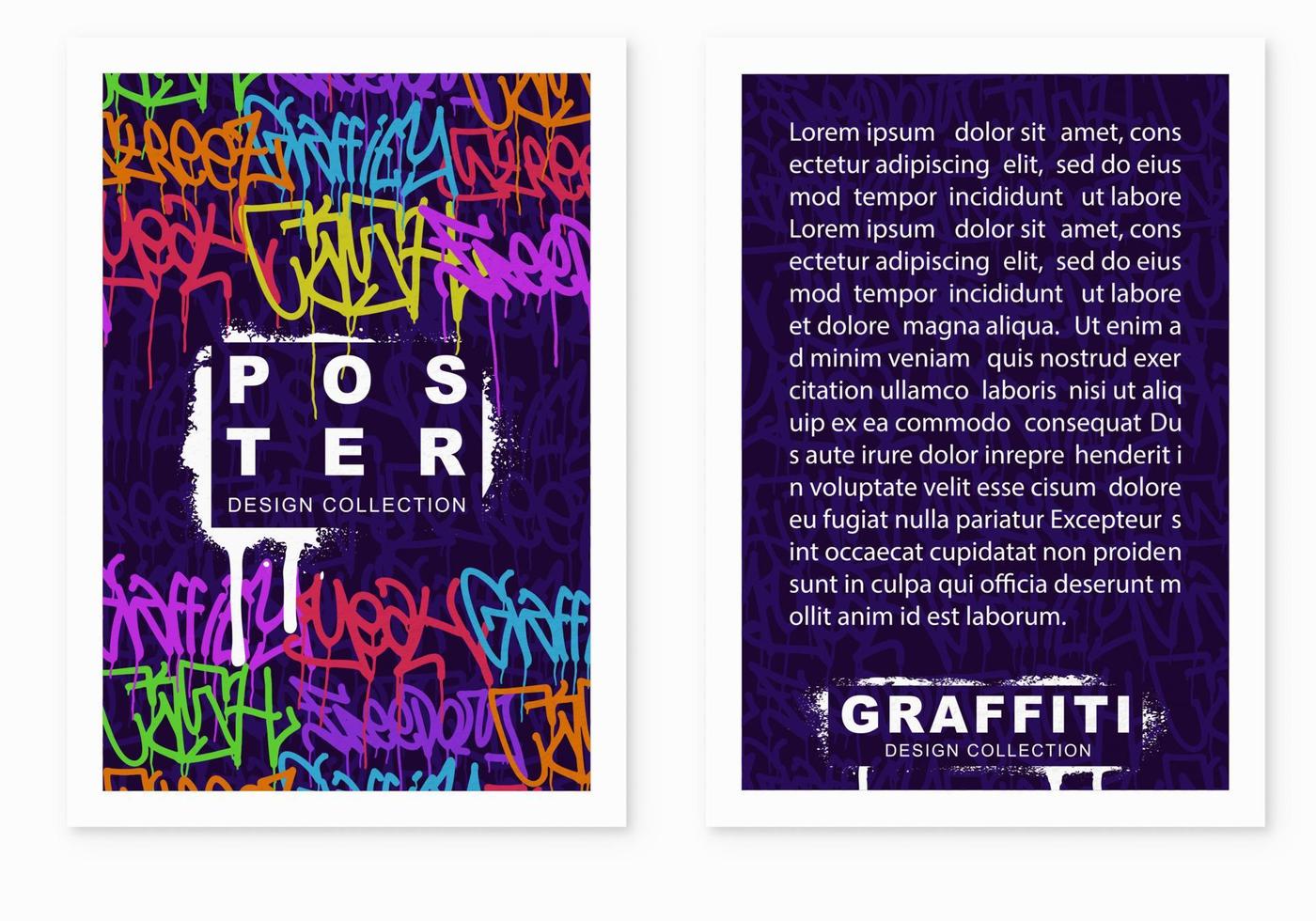 flerfärgad graffiti affisch bakgrund med markör brev, ljus färgad baner text taggar i de stil av graffiti gata konst. vektor illustration mall uppsättning