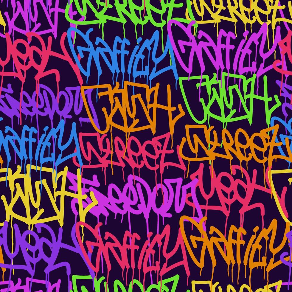 graffiti bakgrund med markör brev, ljus färgad text taggar vektor
