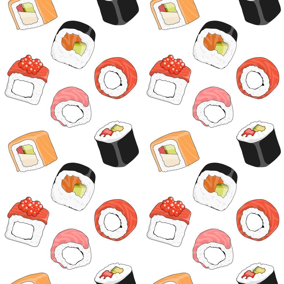 sushi bakgrund mönster. vektor illustration.
