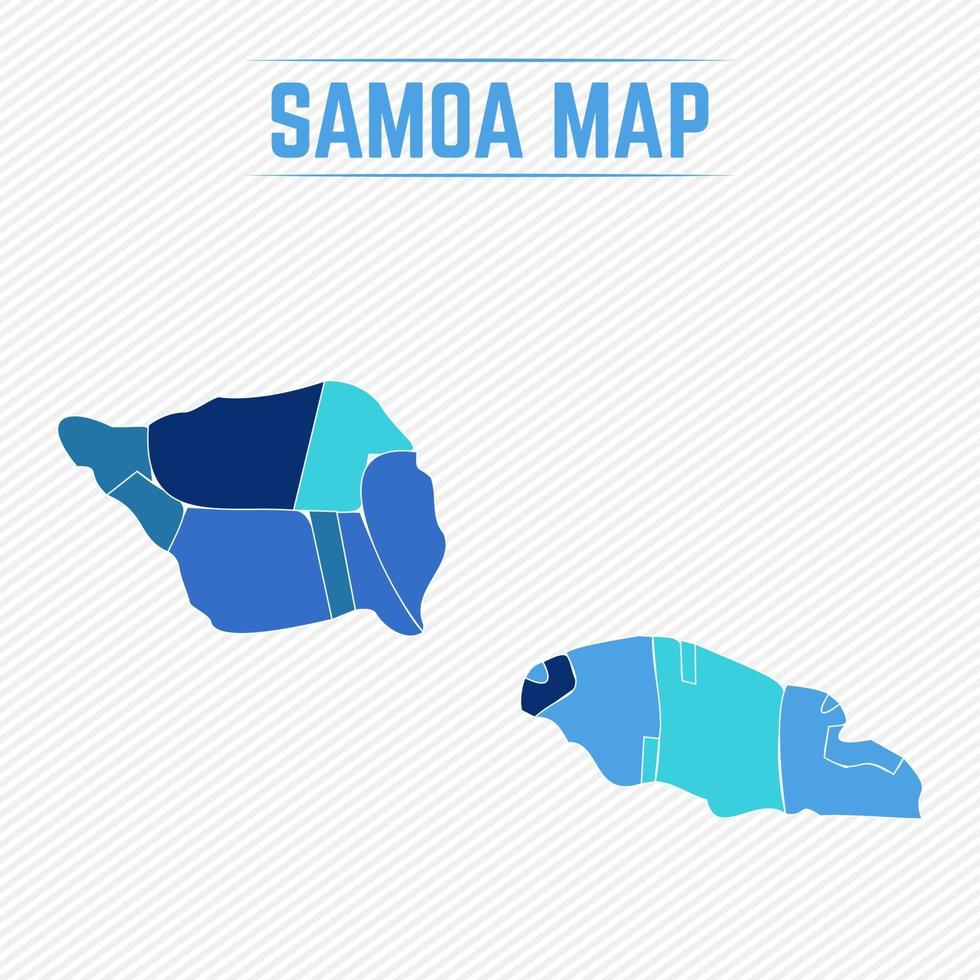 samoa detaljerad karta med regioner vektor