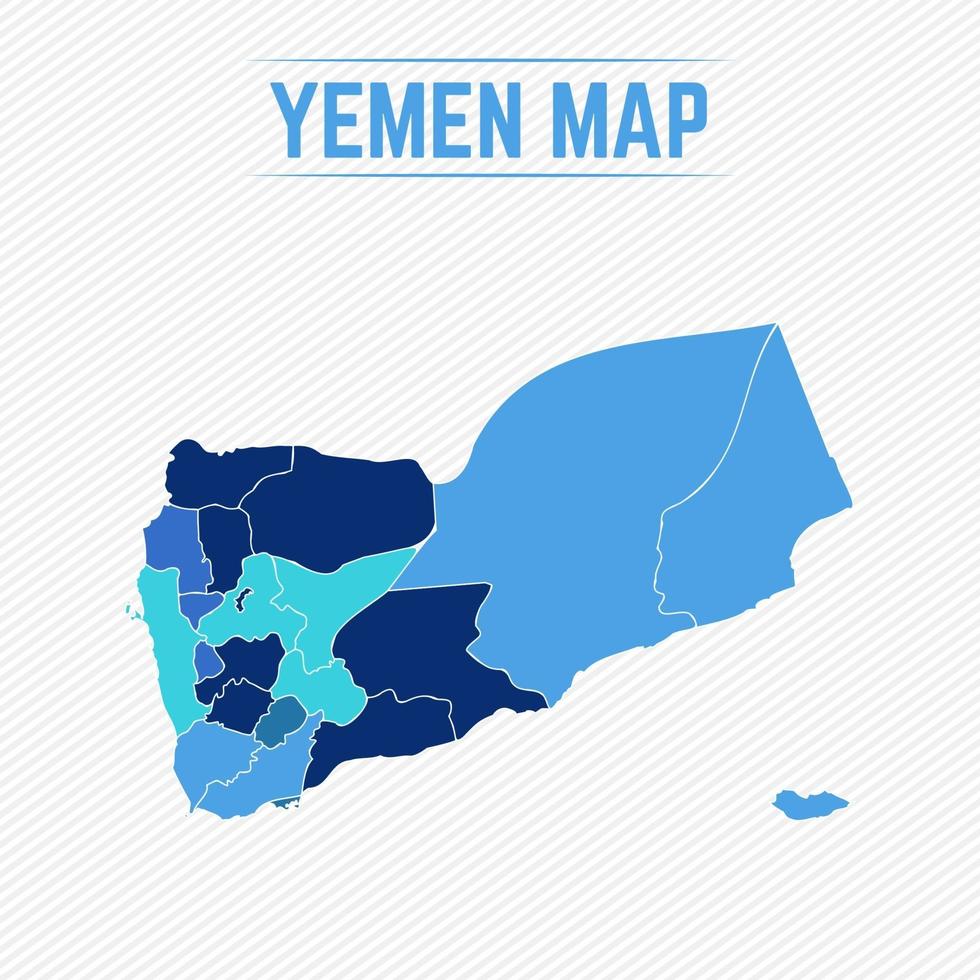 Jemen detaljerad karta med regioner vektor