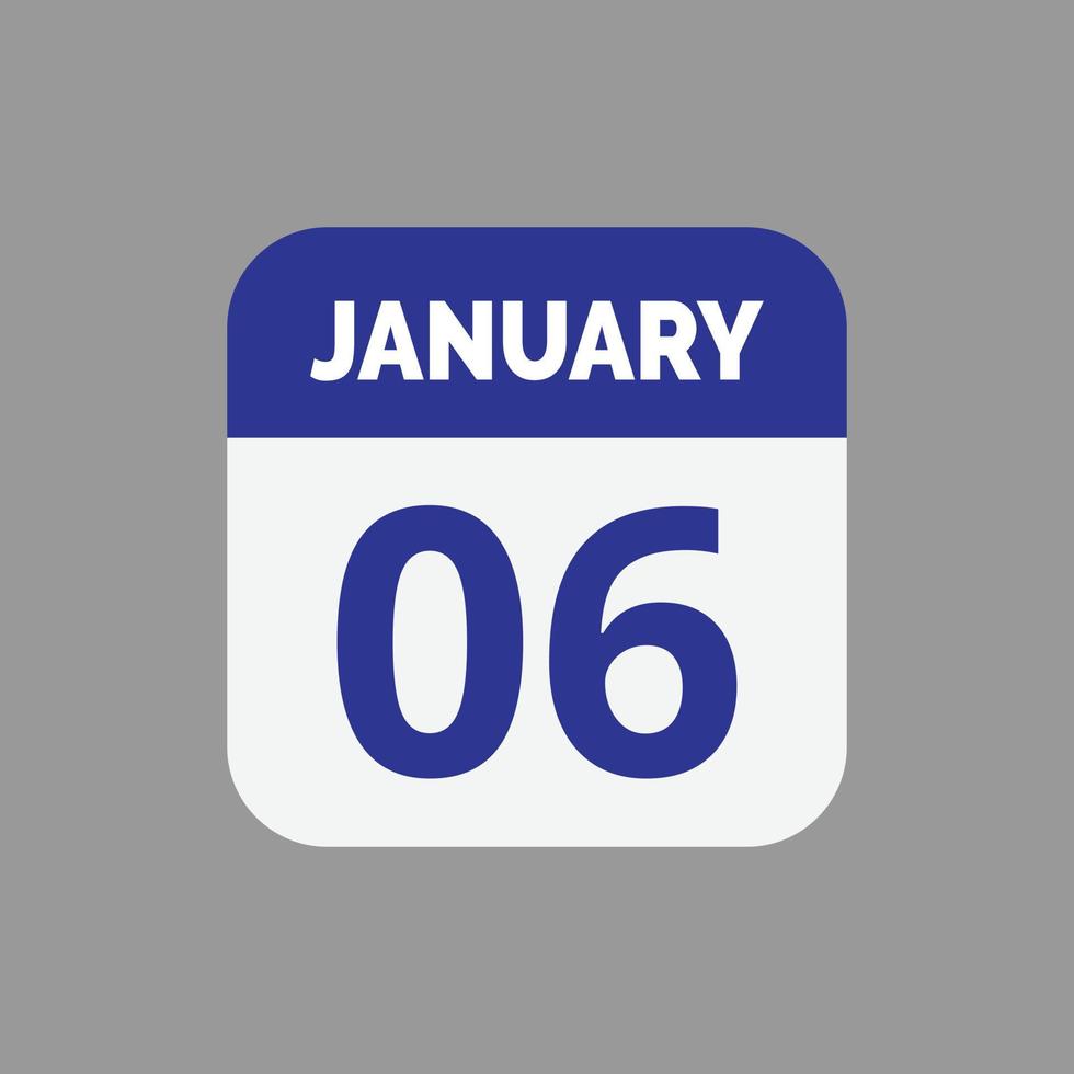 januari 6 kalender ikon vektor