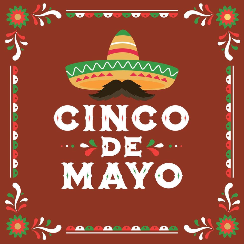 rot cinco de Mayo Feier Poster mit traditionell Hut Vektor Illustration