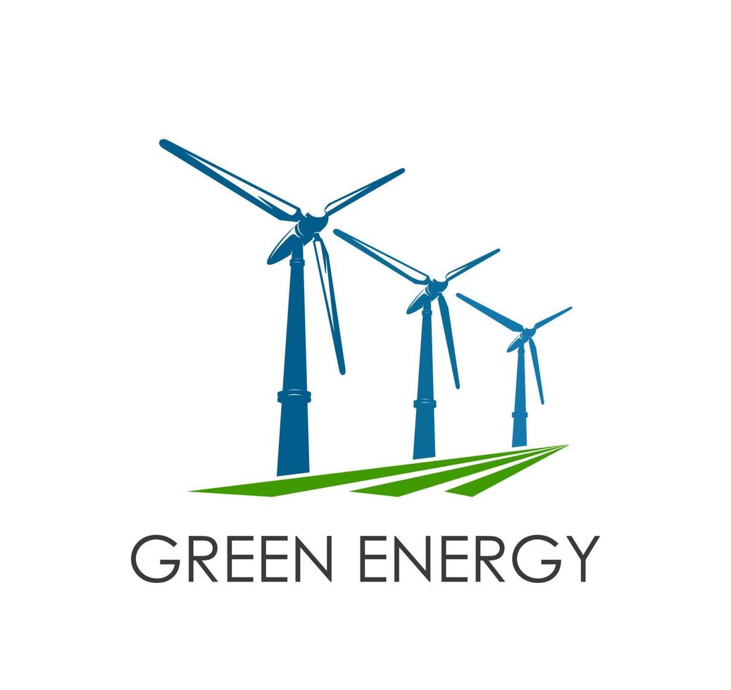 Wind Turbine Grün sauber Energie Symbol Vektor Emblem