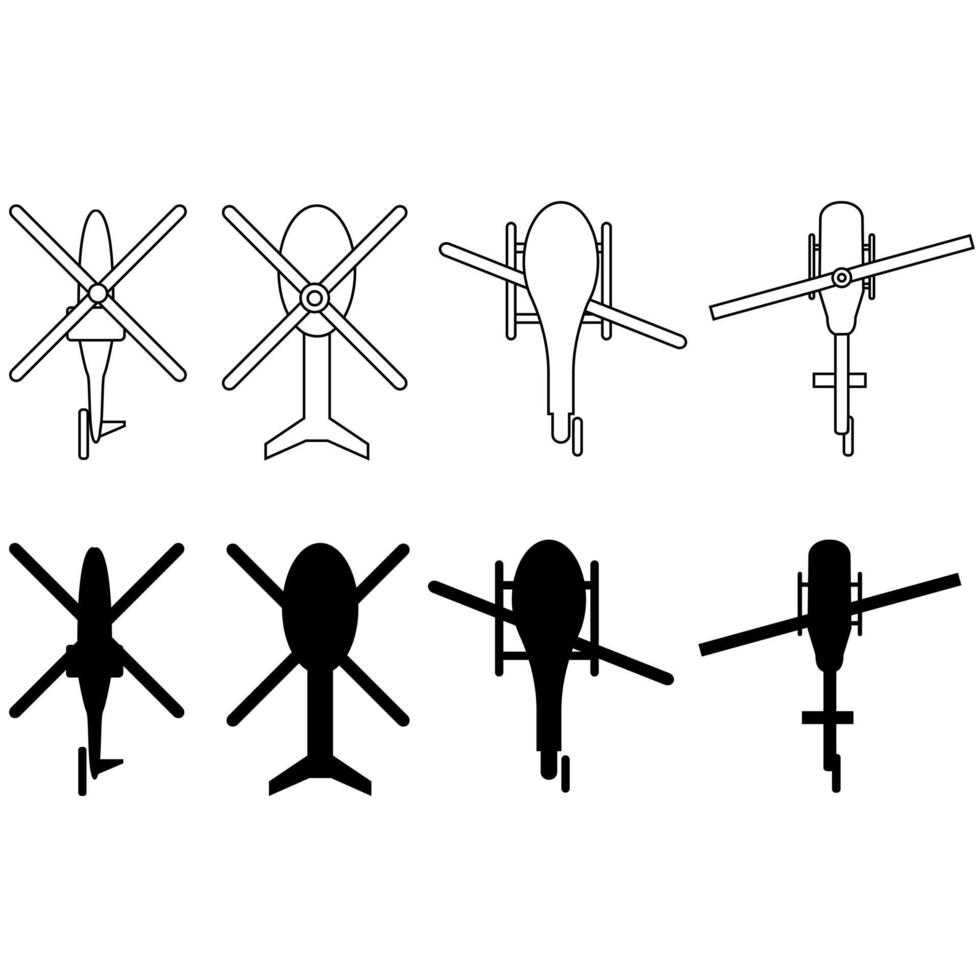 Hubschrauber Vektor Symbol Satz. Flugzeug Illustration Zeichen Sammlung. fliegen Symbol. Fluggesellschaft Logo isoliert auf Weiß Hintergrund.