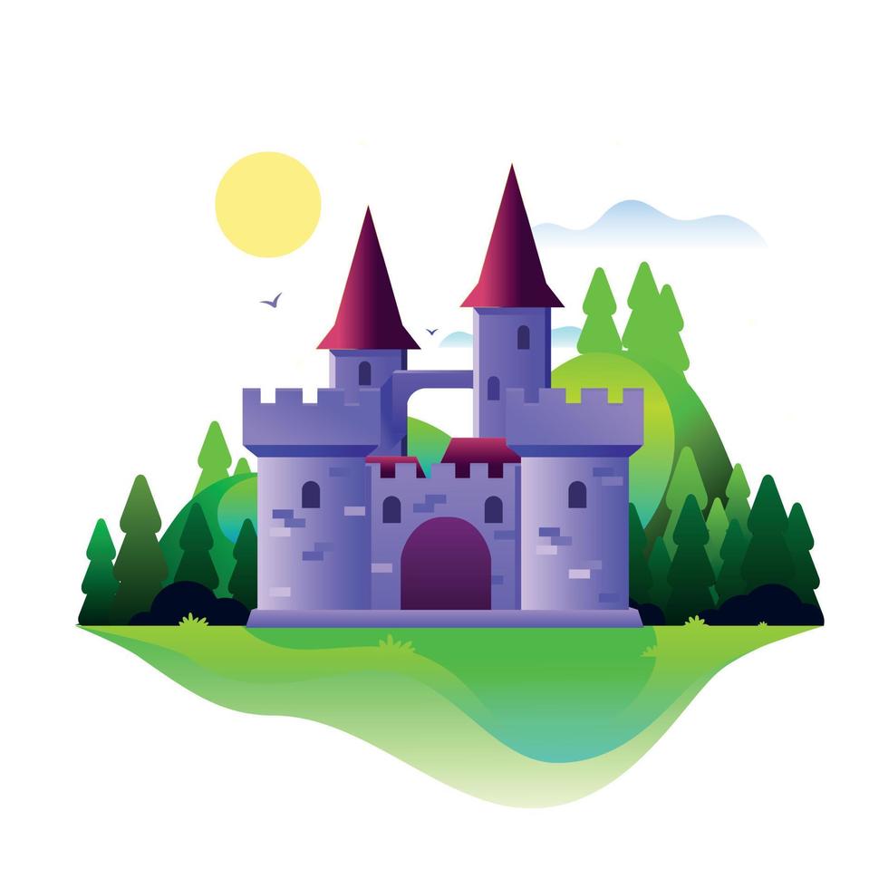 Illustration von ein Schloss während das Tag vektor