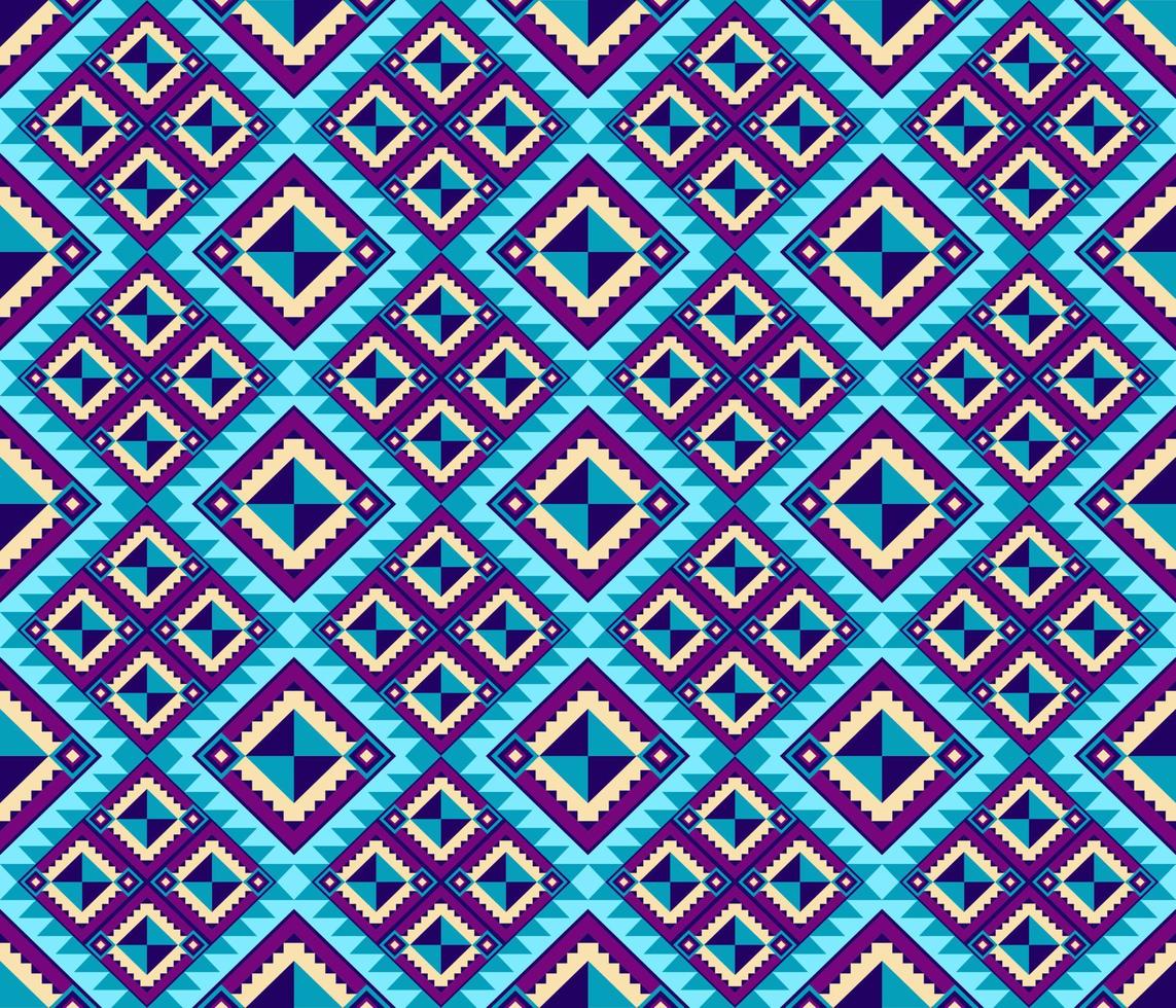 etnisk folk geometrisk sömlös mönster i blå och lila i vektor illustration design för tyg, matta, matta, scarf, omslag papper, bricka och Mer