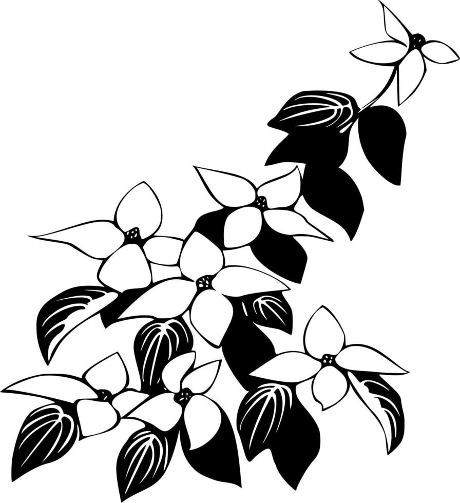 Vektor Silhouette von Blumen auf Weiß Hintergrund
