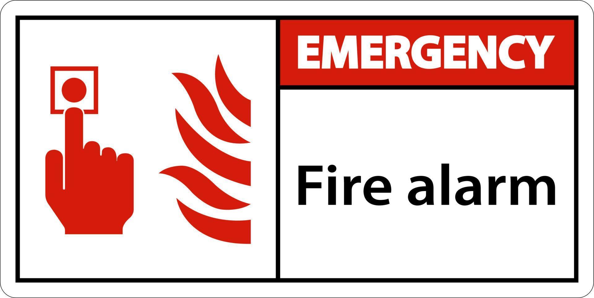 Notfall Feuer Alarm Zeichen auf Weiß Hintergrund vektor