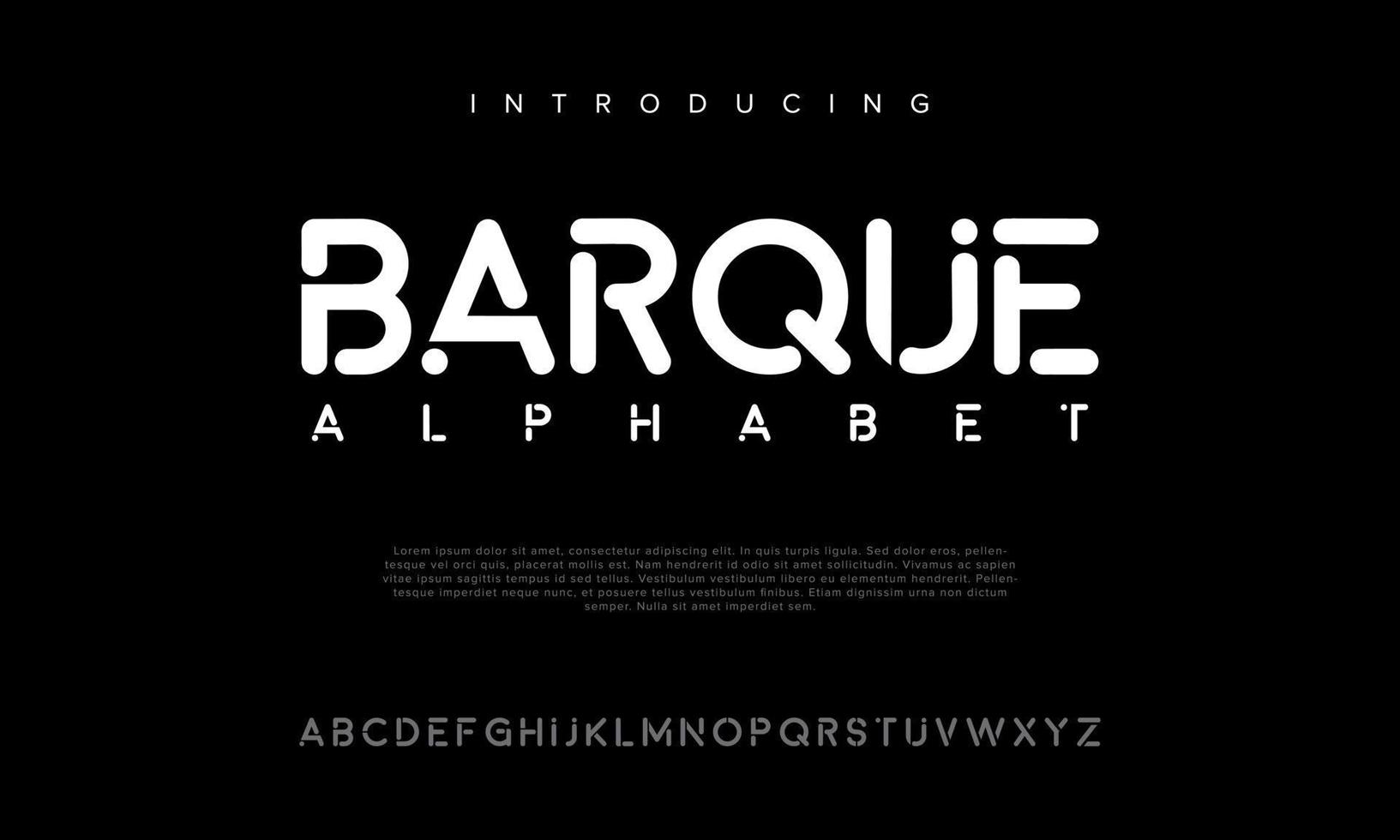 Barke abstrakt Digital Technologie Logo Schriftart Alphabet. minimal modern städtisch Schriftarten zum Logo, Marke usw. Typografie Schrift Großbuchstaben Kleinbuchstaben und Nummer. Vektor Illustration