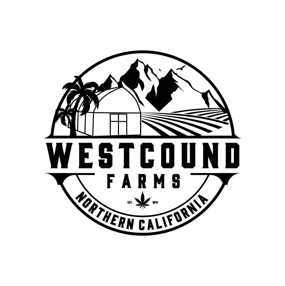 Kalifornien Westcound Bauernhöfe Illustration Vektor