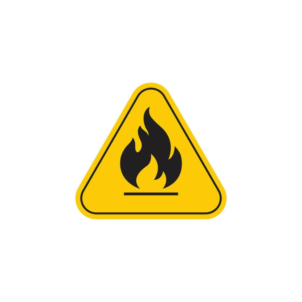 vektor illustration av gul triangel varning tecken med flamma brand inuti. uppmärksamhet. fara zon. ha kvar bort från brand symbol.