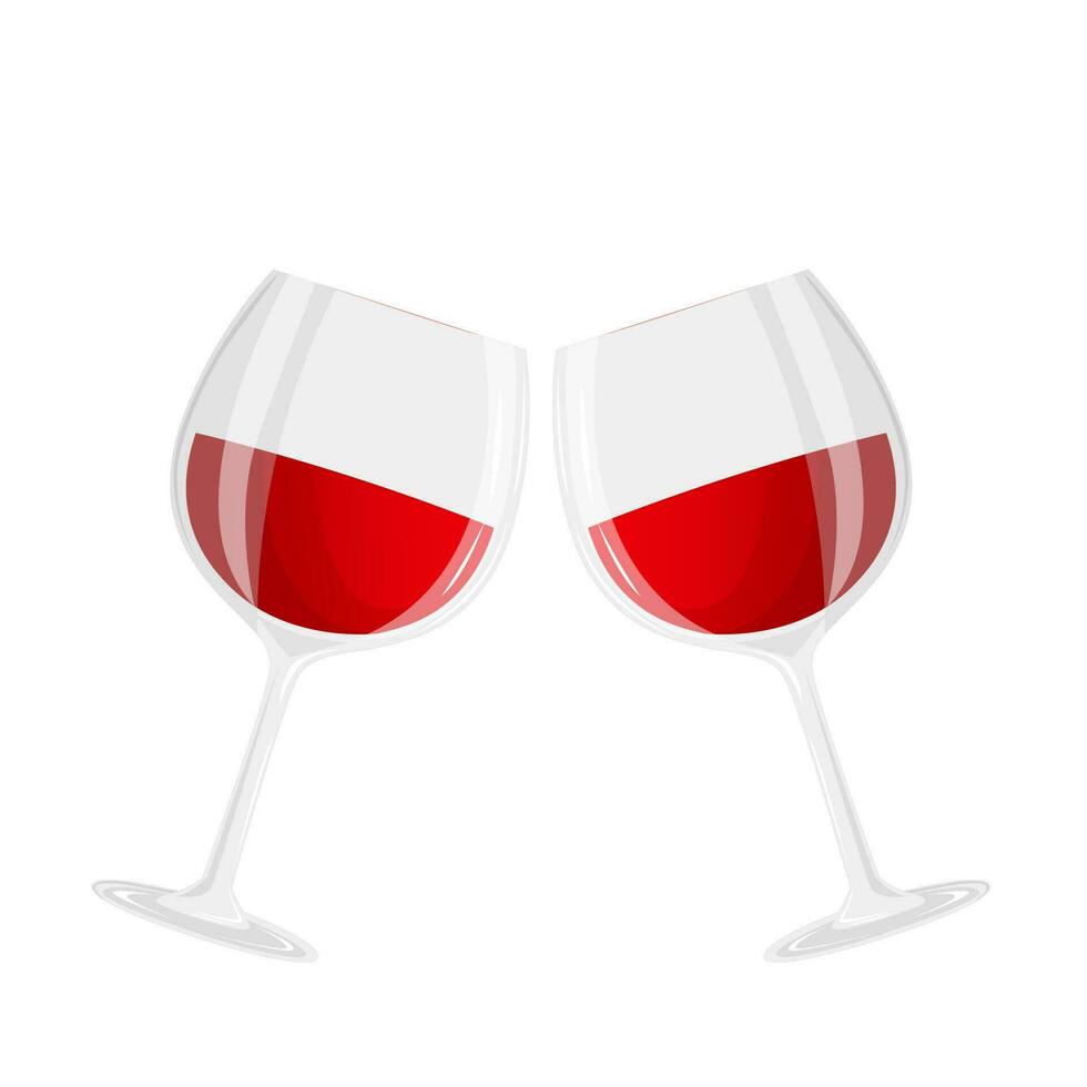 två glas av vin. nationell vin dag. alkoholhaltig dryck. kan vara Begagnade som inbjudan baner för vin fest eller som meny omslag för vin bar. vektor illustration