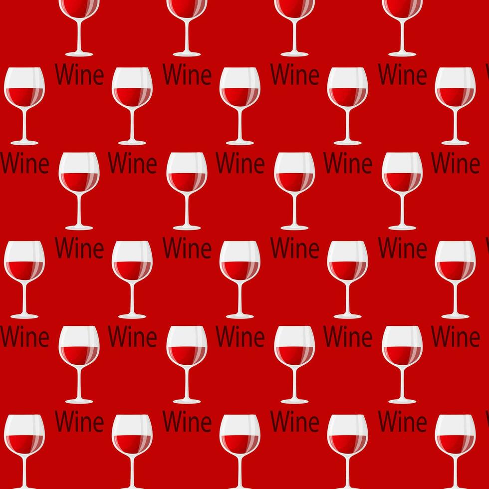 Glas von Wein nahtlos Muster. Text Wein. National Wein Tag. alkoholisch trinken. zum Poster, Logos, Etiketten, Banner, Aufkleber, Produkt Verpackung Design, usw. Vektor Illustration