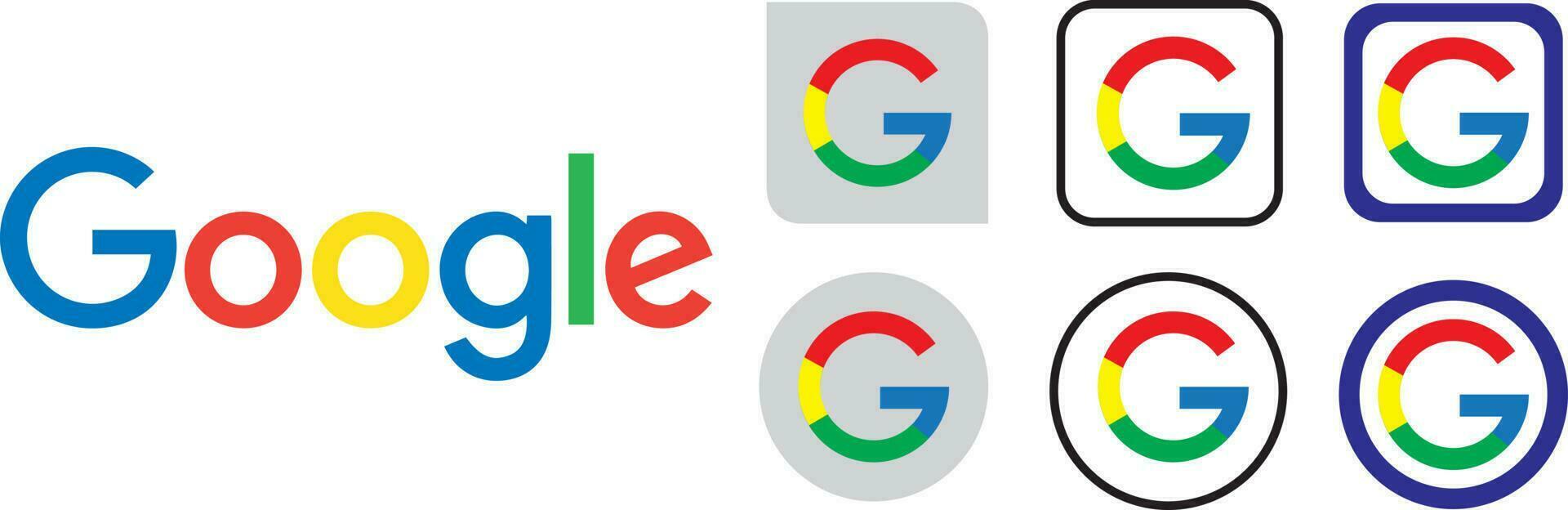 sankt Petersburg Russland - - 04 25 2023 Sammlung von Google Logos gedruckt auf Weiß Papier. Google ist USA multinational Konzern. vektor