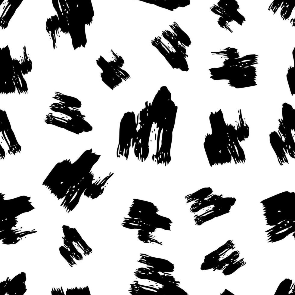 sömlös mönster med mörk hand dragen klottra smeta på vit bakgrund. abstrakt grunge textur. vektor illustration