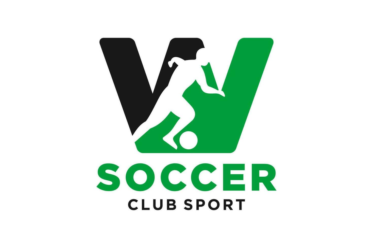 Vektor Initialen Brief w mit Fußball kreativ geometrisch modern Logo Design.