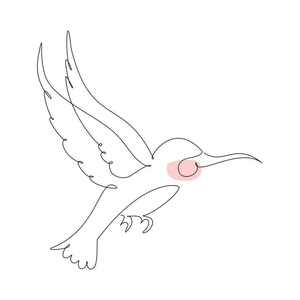 Single Linie Zeichnung von ein Kolibri. Vektor Illustration zum Vogel Tier Design.