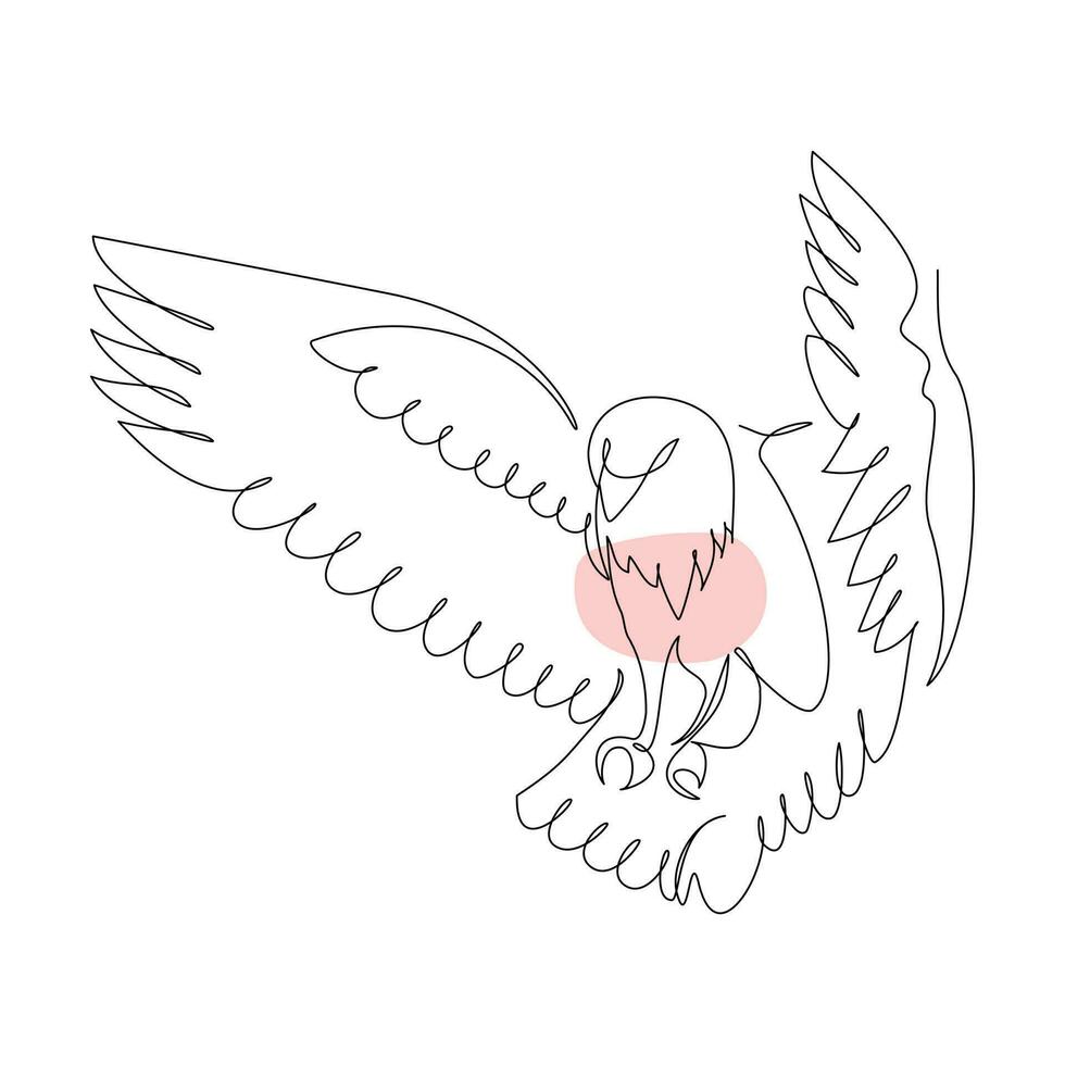 kontinuerlig ett enkel enda abstrakt linje teckning av Örn fågel ikon i silhuett på en vit bakgrund vektor