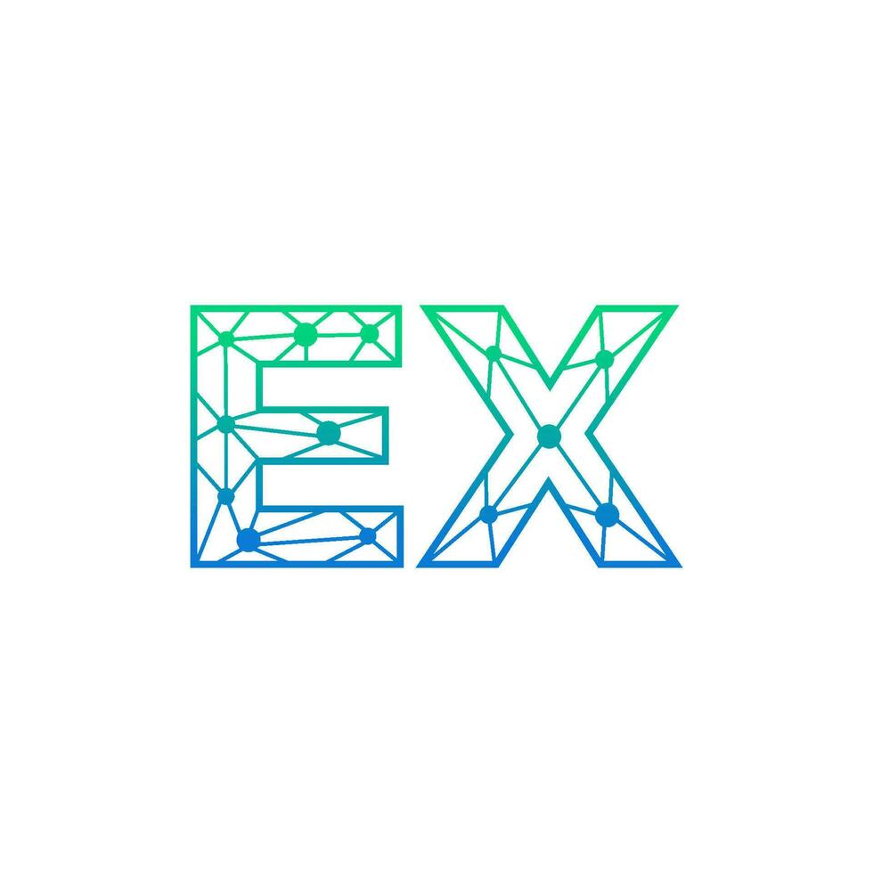 abstrakt brev ex logotyp design med linje punkt förbindelse för teknologi och digital företag företag. vektor
