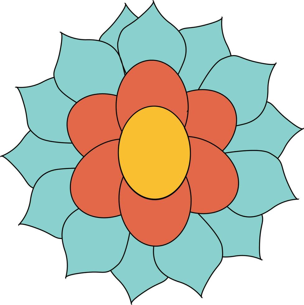 gul och turkos retro blomma element vektor