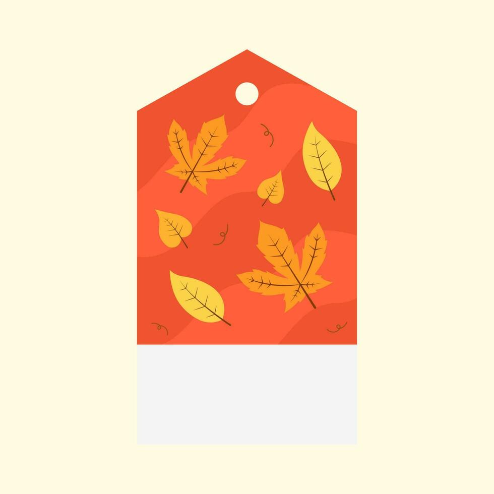 Gelb Herbst Blätter dekorativ rot Etikett oder Etikette auf kosmisch spät Hintergrund mit Kopieren Raum. vektor