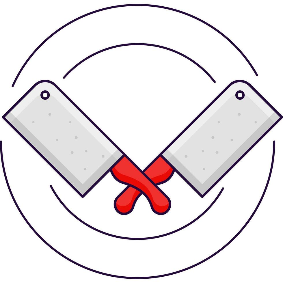 grau und rot Kreuz Hackmesser Messer gegen Kreis Hintergrund. vektor