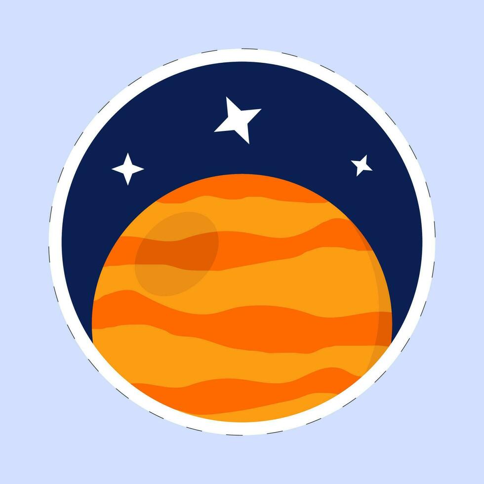 orange kvicksilver planet med stjärnor blå bakgrund i klistermärke stil. vektor