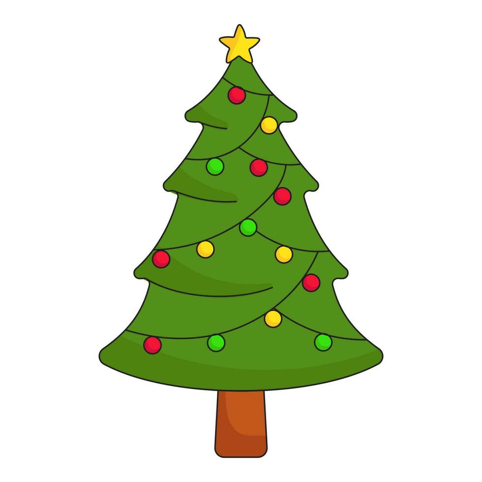 färgrik sträng boll dekorera jul träd platt ikon. vektor