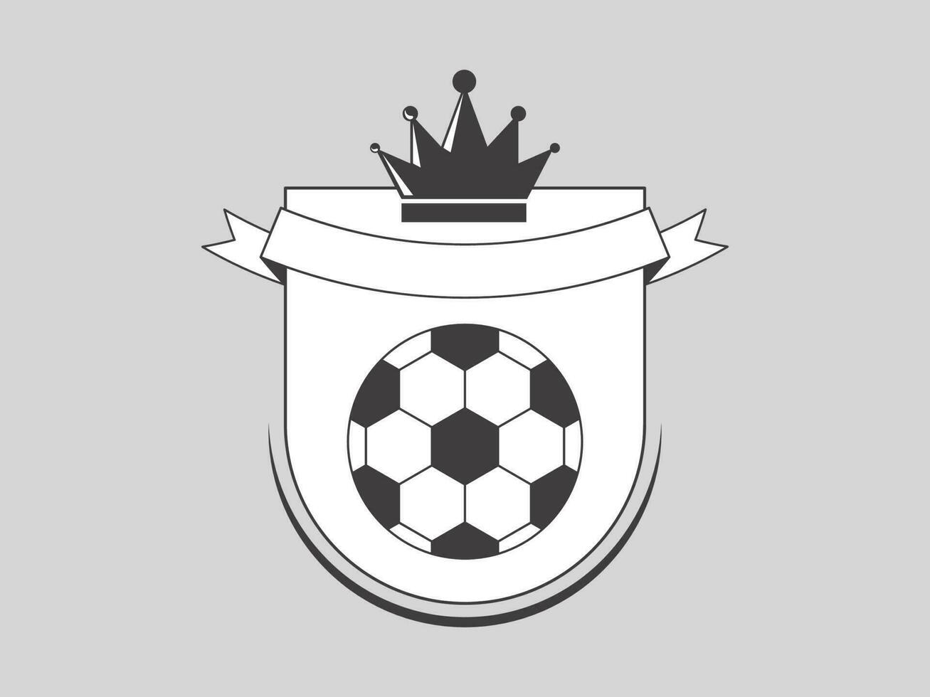 klotter fotboll skydda med krona, tömma band på grå bakgrund. vektor
