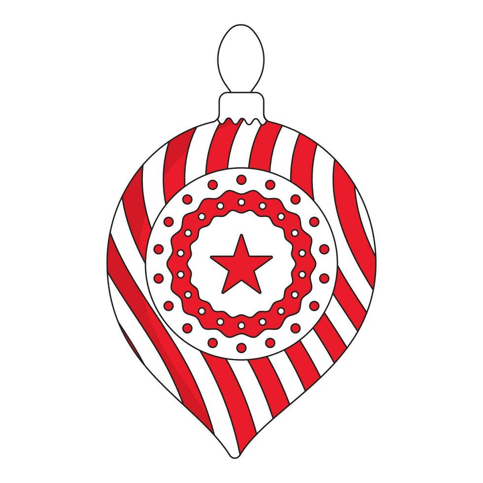 röd och vit fyrverkeri mönster jul boll ikon i platt stil. vektor