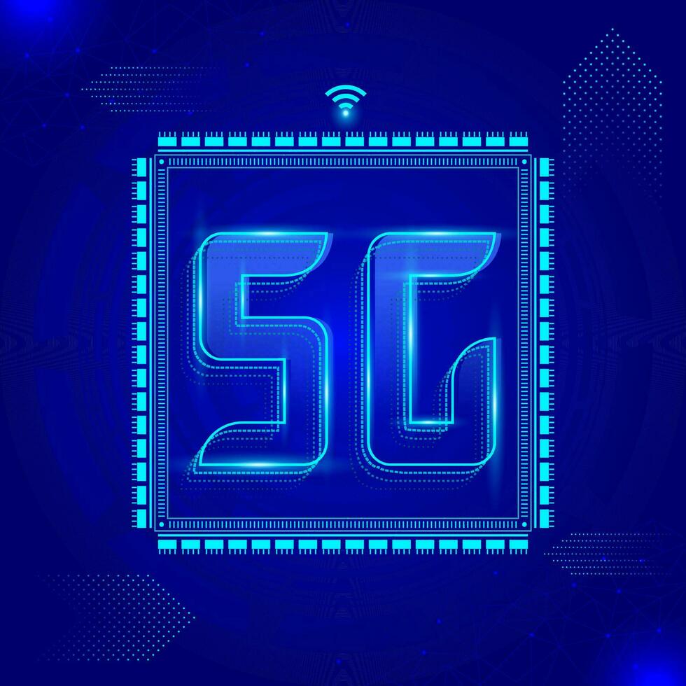 5g Chip Prozessor Technologie Hintergrund im Blau Farbe. vektor