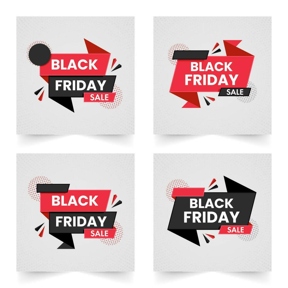 social media svart fredag försäljning posta eller mall design i fyra alternativ. vektor