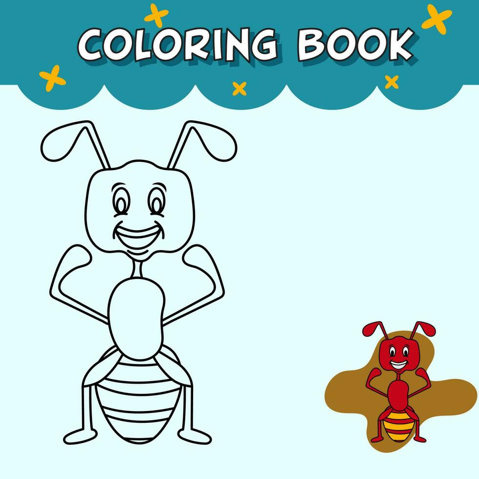 komisch Insekt Karikatur Rückverfolgung und Färbung Buch Buchseite. vektor