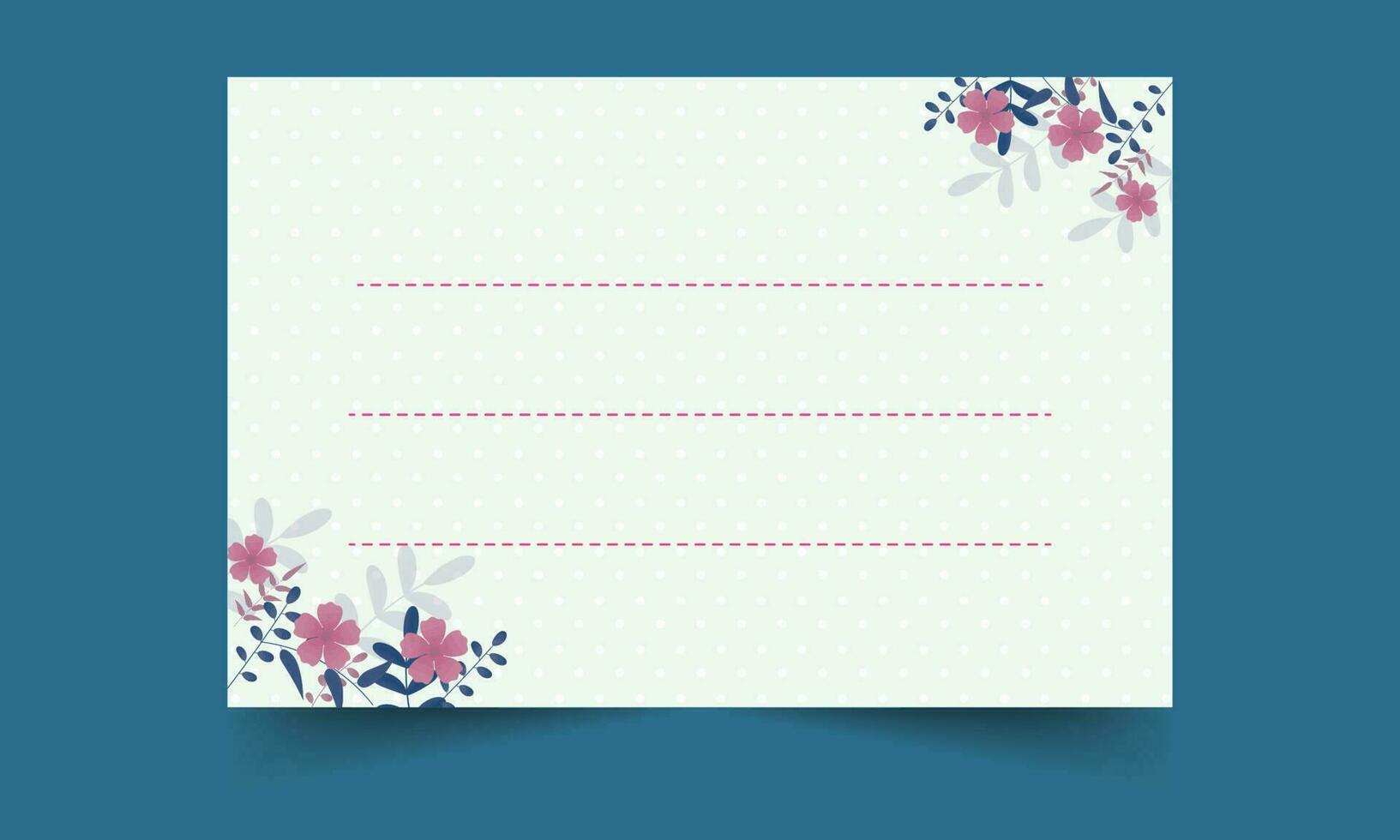 Blume mit Blätter und Beere dekorativ Karte oder Notizbuch Etikette auf blaugrün Blau Hintergrund. vektor