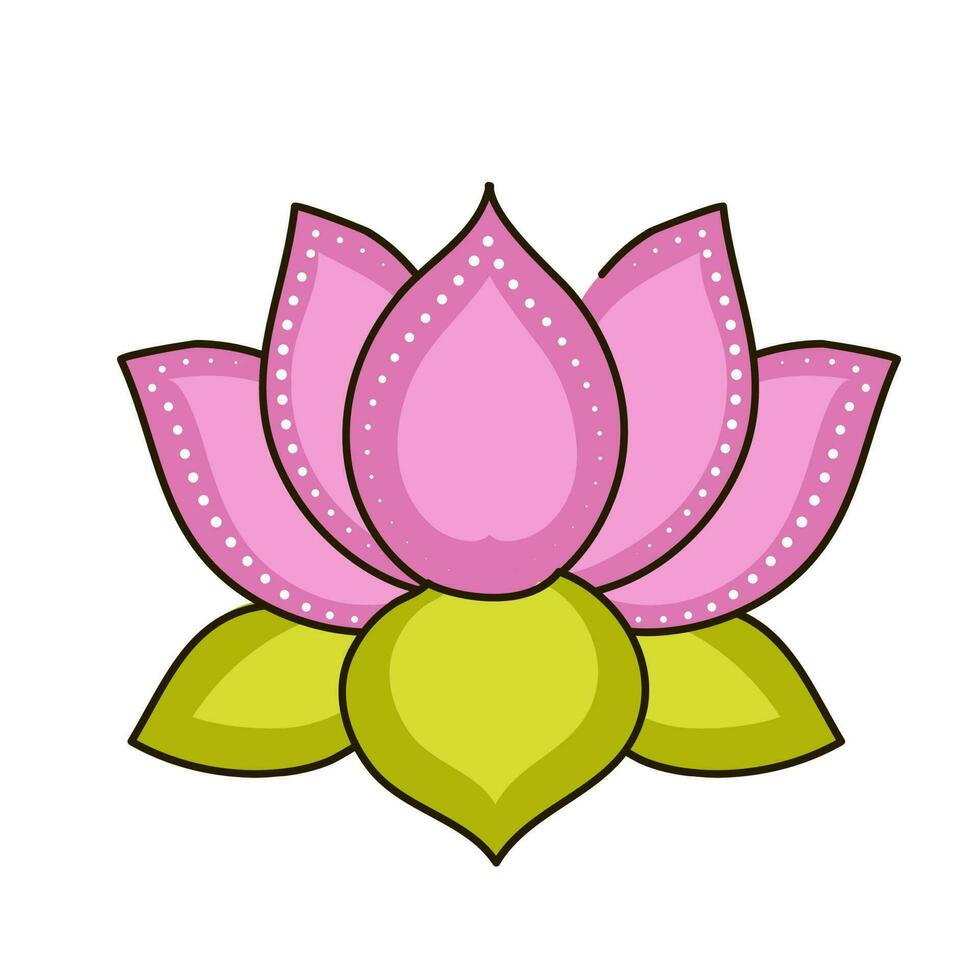 platt illustration av blomning rosa lotus blomma på vit bakgrund. vektor